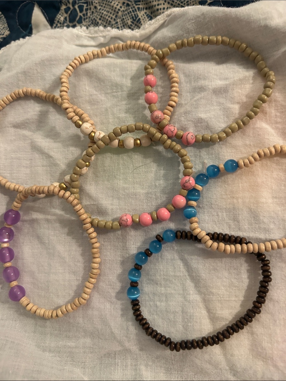 Boho Beaded Stretch Bracelets - Pink, Blue, Purple, Tan, Brown